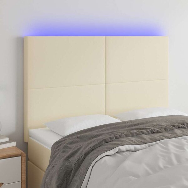 Čelo postele s LED krémové 144x5x118/128 cm umělá kůže 3122236