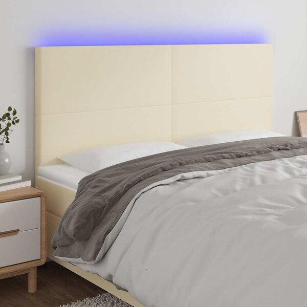 Čelo postele s LED krémové 160x5x118/128 cm umělá kůže 3122242