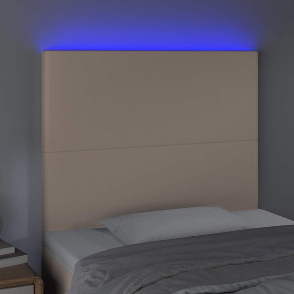 Čelo postele s LED cappuccino 90x5x118/128 cm umělá kůže 3122227