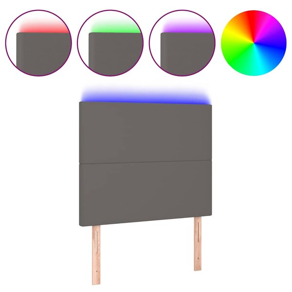 Čelo postele s LED šedé 100x5x118/128 cm umělá kůže 3122232