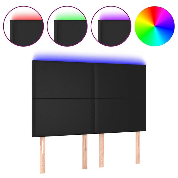 Čelo postele s LED černé 144x5x118/128 cm umělá kůže 3122234