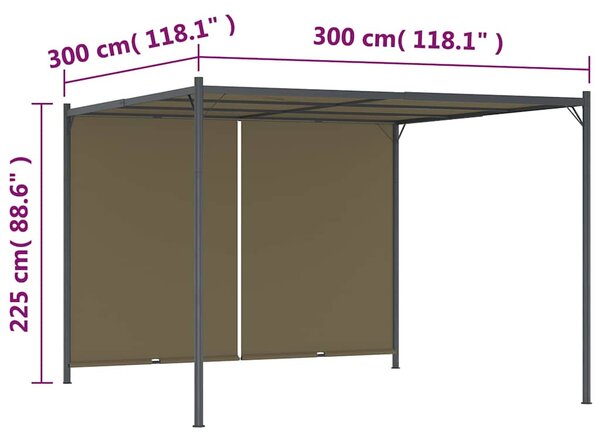 Zahradní altán se zatahovací střechou 3 x 3 m taupe 180 g/m² 312225