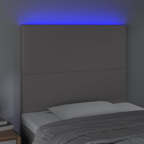Čelo postele s LED šedé 100x5x118/128 cm umělá kůže 3122232