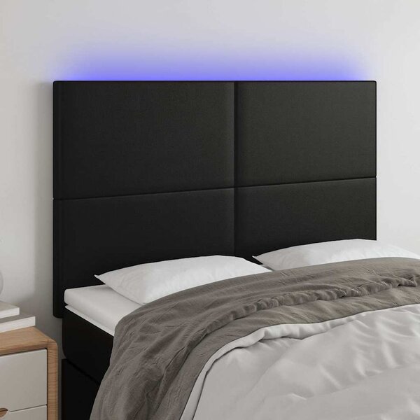 Čelo postele s LED černé 144x5x118/128 cm umělá kůže 3122234