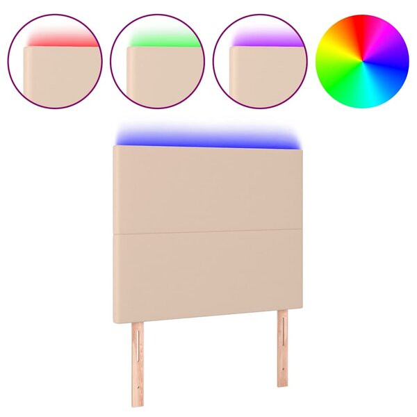 Čelo postele s LED cappuccino 90x5x118/128 cm umělá kůže 3122227