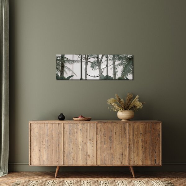 Obraz - Jungle v ranní mlze (s hodinami) (90x30 cm)