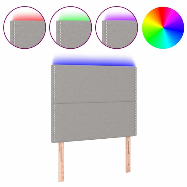 Čelo postele s LED světle šedé 100x5x118/128 cm textil 3122274