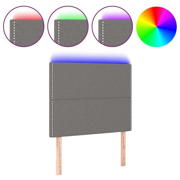 Čelo postele s LED tmavě šedé 100x5x118/128 cm textil 3122275