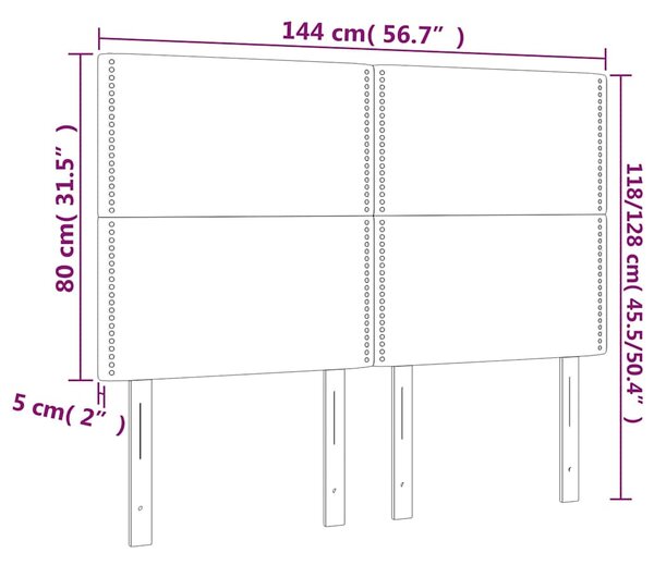 Čelo postele s LED černé 144x5x118/128 cm textil 3122284