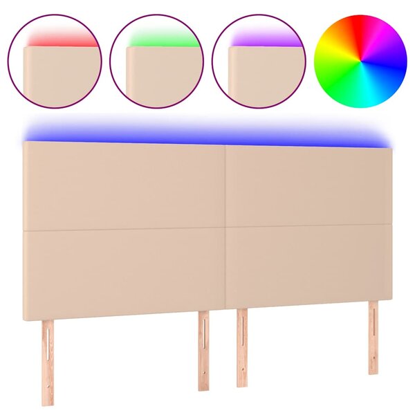 Čelo postele s LED cappuccino 180x5x118/128 cm umělá kůže 3122251