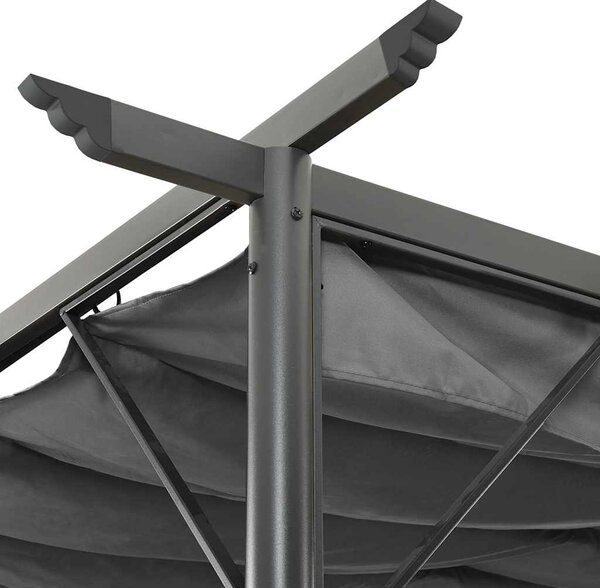 Pergola se zatahovací střechou antracitová 3x3 m ocel 180 g/m² 312226