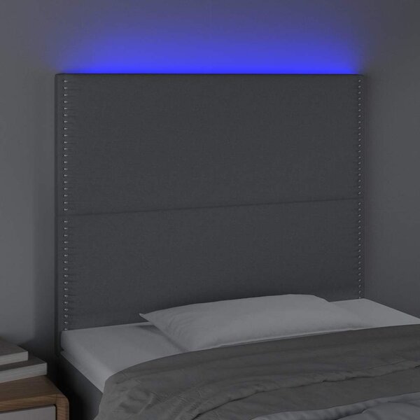 Čelo postele s LED světle šedé 100x5x118/128 cm textil 3122274