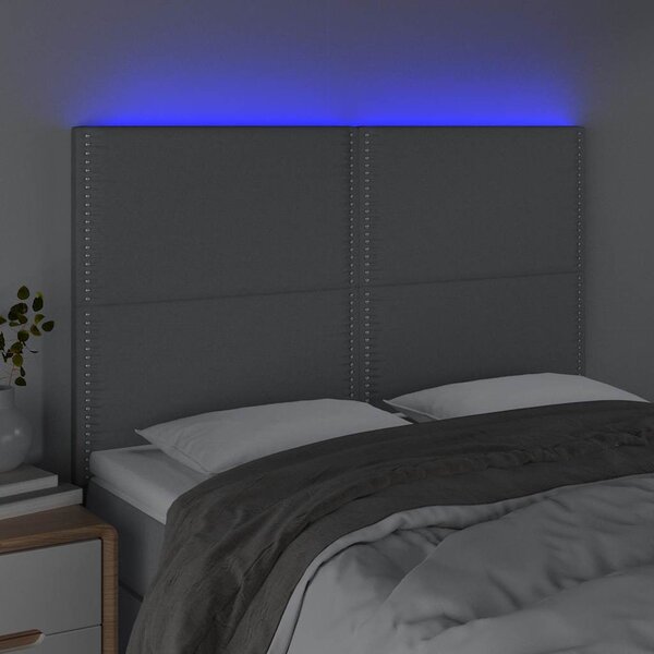 Čelo postele s LED světle šedé 144x5x118/128 cm textil 3122282