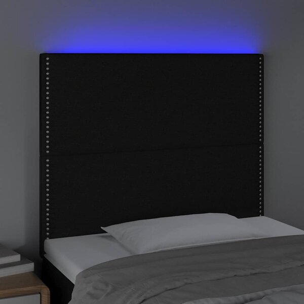 Čelo postele s LED černé 90x5x118/128 cm textil 3122268