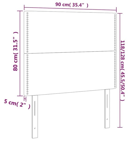 Čelo postele s LED černé 90x5x118/128 cm textil 3122268