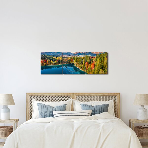 Obraz - Jezero Urisee, Rakousko (s hodinami) (90x30 cm)