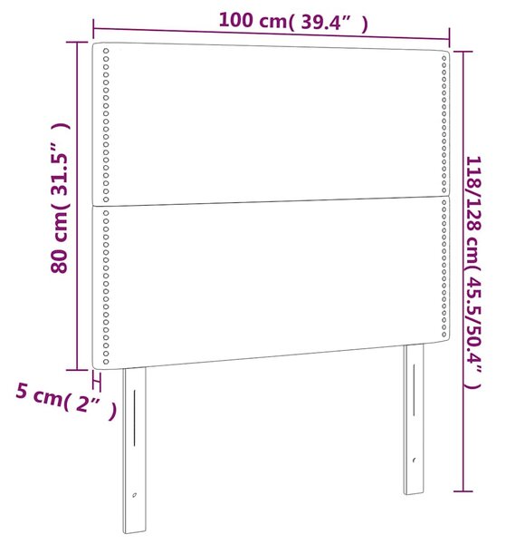 Čelo postele s LED modré 100x5x118/128 cm textil 3122280