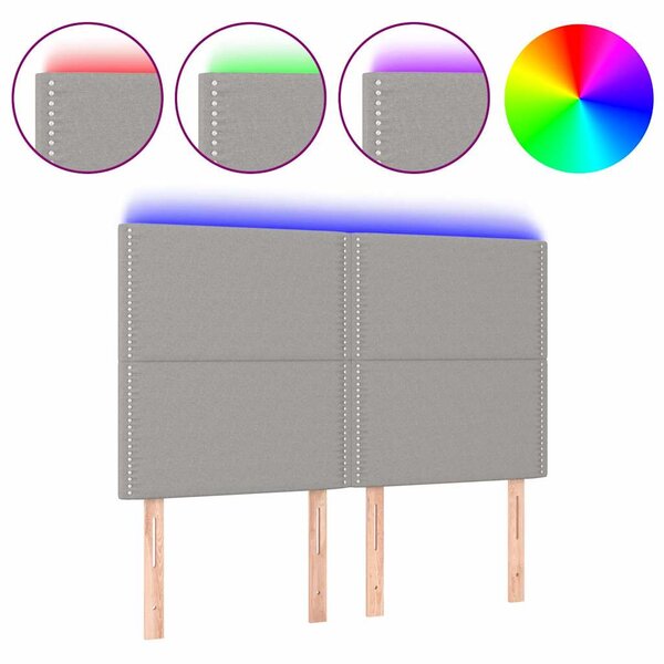 Čelo postele s LED světle šedé 144x5x118/128 cm textil 3122282