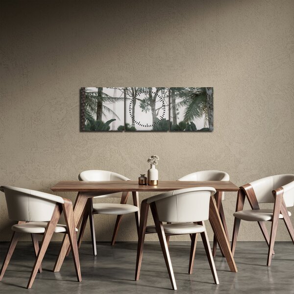 Obraz - Jungle v ranní mlze (s hodinami) (90x30 cm)