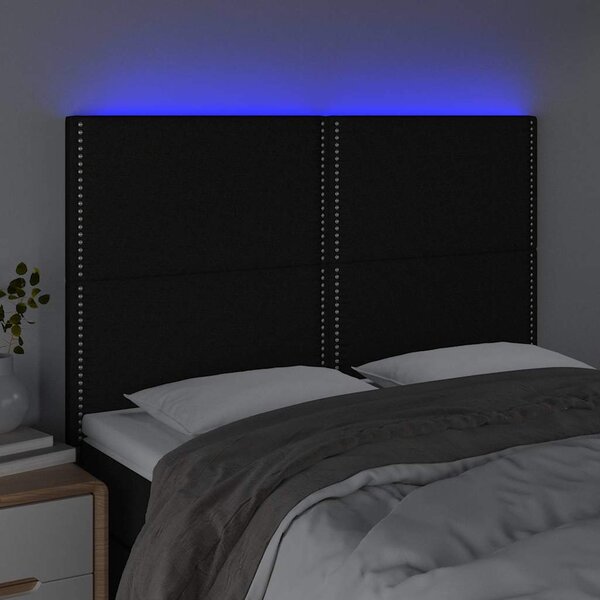 Čelo postele s LED černé 144x5x118/128 cm textil 3122284
