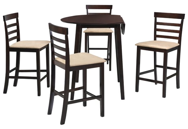 Barový stůl a židle sada 5 kusů z masivního dřeva tmavě hnědá