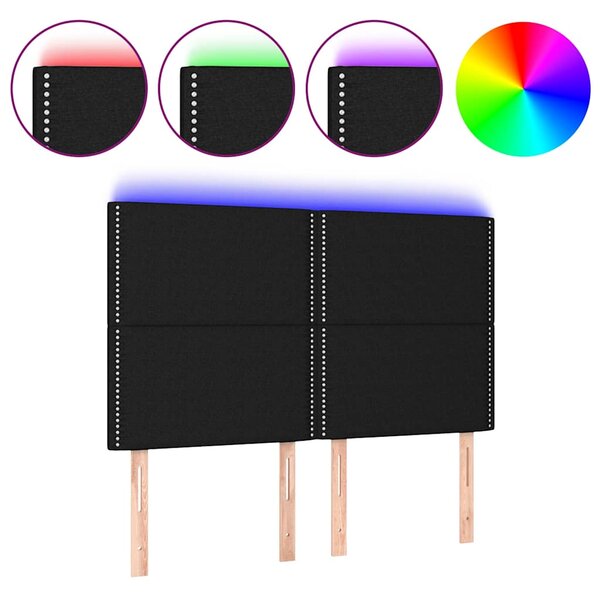 Čelo postele s LED černé 144x5x118/128 cm textil 3122284