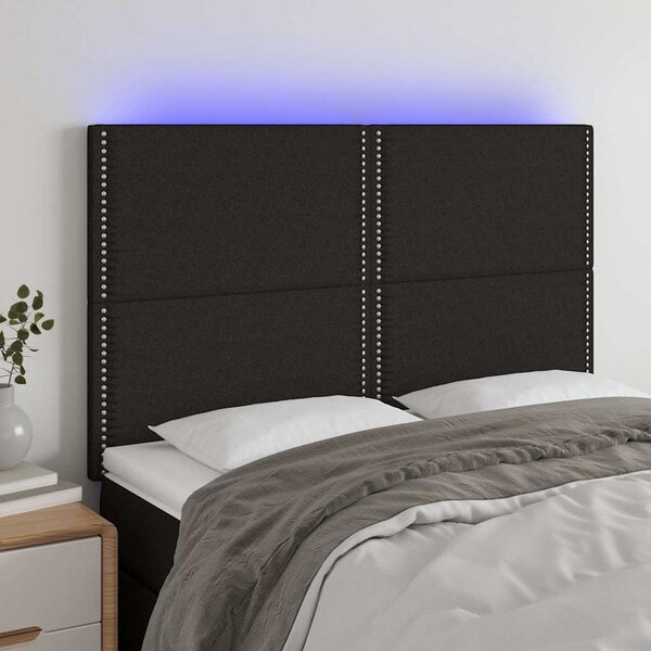 Čelo postele s LED černé 144x5x118/128 cm textil 3122284