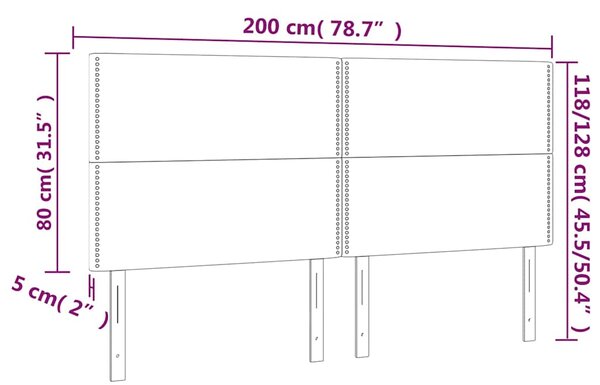 Čelo postele s LED modrá 200x5x118/128 cm textil 3122312