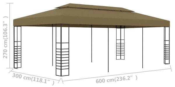 Zahradní altán 6 x 3 x 2,7 m taupe 180 g/m² 312230