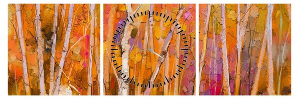 Obraz - Podzimní les (s hodinami) (90x30 cm)