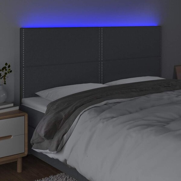 Čelo postele s LED tmavě šedé 200x5x118/128 cm textil 3122307