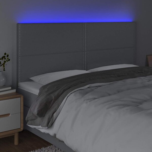 Čelo postele s LED světle šedé 200x5x118/128 cm textil 3122306