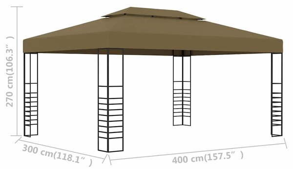 Altán se zatahovací střechou 3 x 4 m taupe 180 g/m² 312229