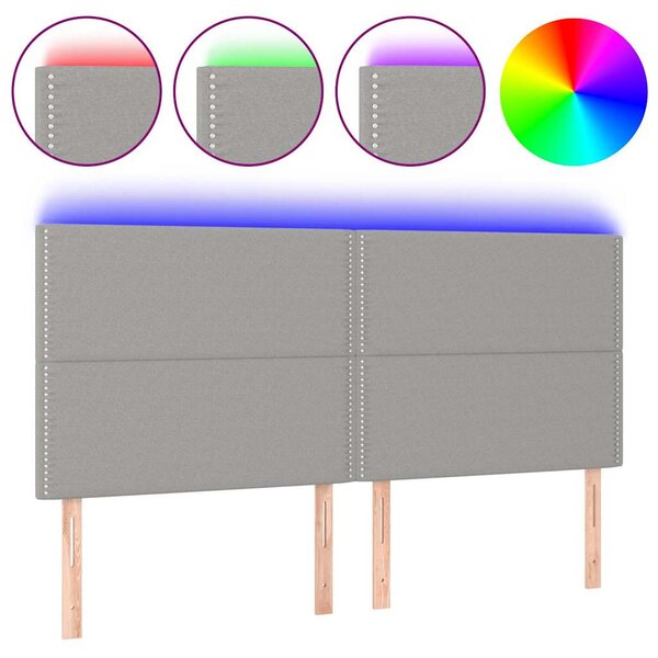 Čelo postele s LED světle šedé 200x5x118/128 cm textil 3122306
