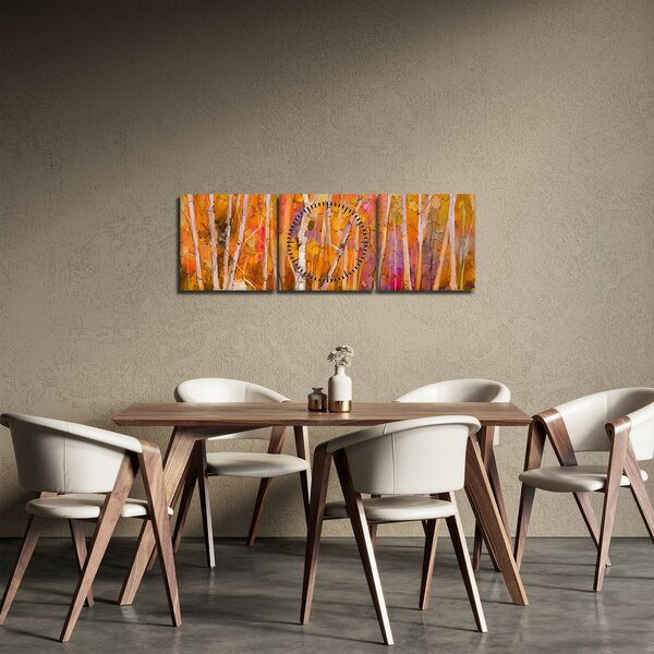 Obraz - Podzimní les (s hodinami) (90x30 cm)