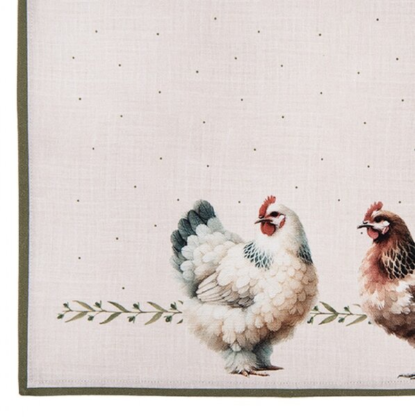 6ks béžové prostírání se slepičkami Barnyard Chicken - 48*35 cm - Clayre & Eef
