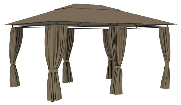 Zahradní altán se závěsy 4 x 3 m taupe 180 g/m² 312232