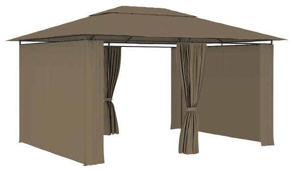 Zahradní altán se závěsy 4 x 3 m taupe 180 g/m² 312232