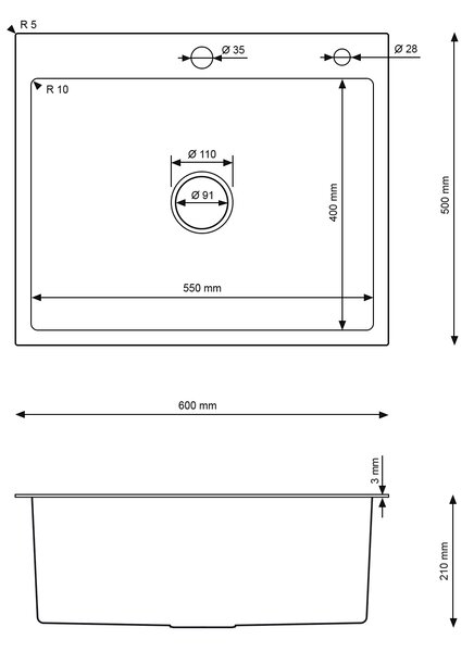 Erga HD, 1-komorový ocelový dřez 600x500x210 mm s dávkovačem saponátu, růžové zlato, ERG-MLS-HD6050Z