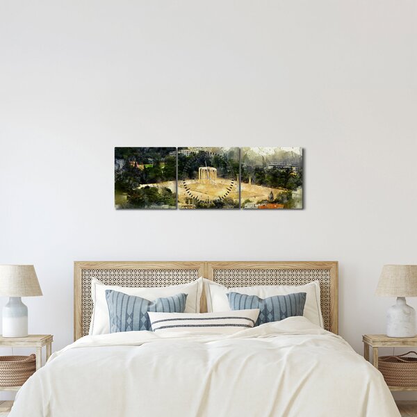 Obraz - Chrám Dia, Athény, Řecko (s hodinami) (90x30 cm)