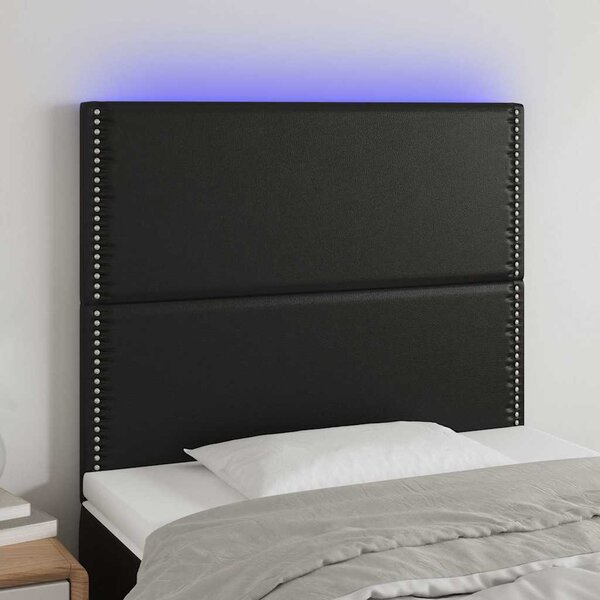 Čelo postele s LED černé 100x5x118/128 cm umělá kůže 3122368