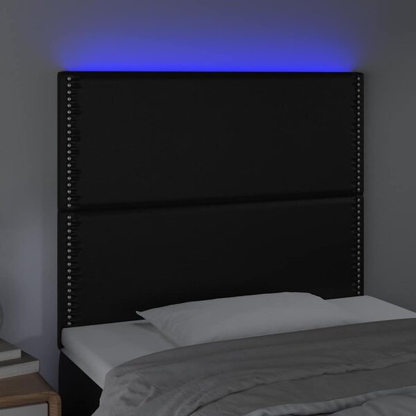 Čelo postele s LED černé 100x5x118/128 cm umělá kůže 3122368