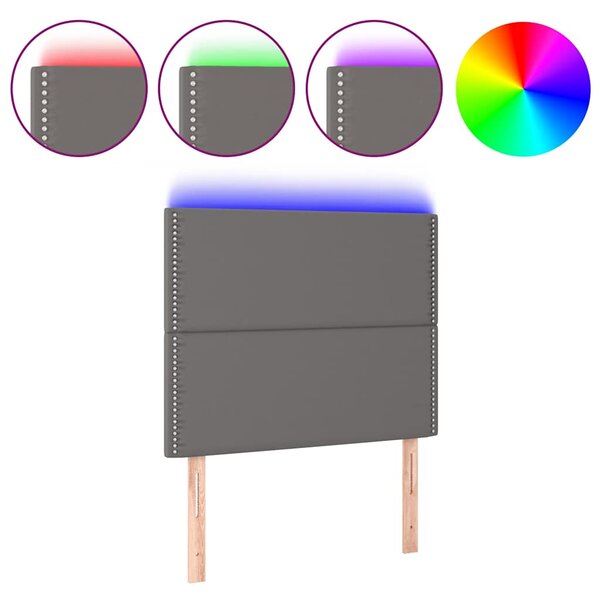 Čelo postele s LED šedé 100x5x118/128 cm umělá kůže 3122372