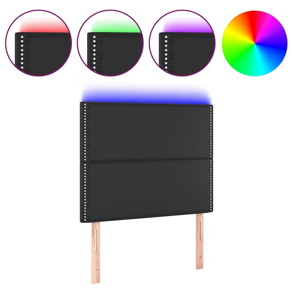 Čelo postele s LED černé 100x5x118/128 cm umělá kůže 3122368