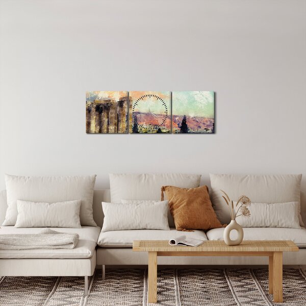 Obraz - Akropolis, Athény, Řecko (s hodinami) (90x30 cm)