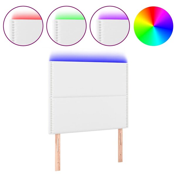Čelo postele s LED bílé 100x5x118/128 cm umělá kůže 3122369