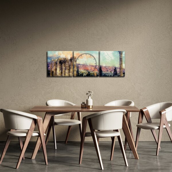 Obraz - Akropolis, Athény, Řecko (s hodinami) (90x30 cm)