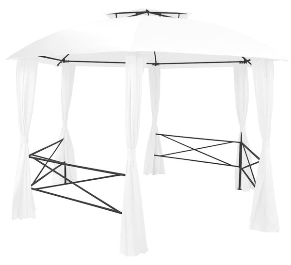 Zahradní party stan se závěsy 360 x 312 x 265 cm bílý 180 g/m² 312234