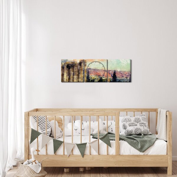Obraz - Akropolis, Athény, Řecko (s hodinami) (90x30 cm)