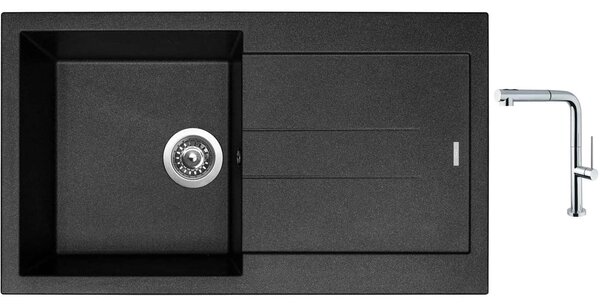 Set Sinks AMANDA 860 Metalblack + baterie Sinks SLIM S2 kartáčovaná